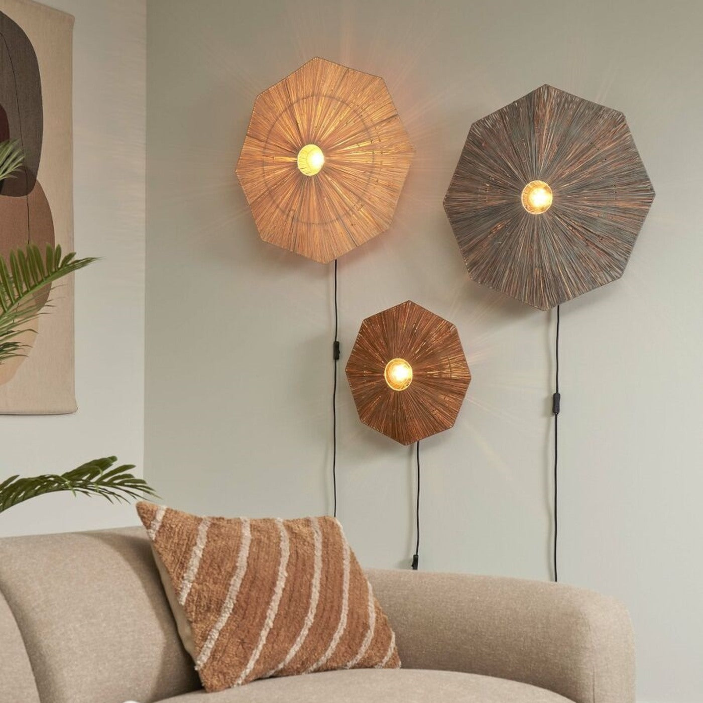 Applique murale Panama raphia brun 45 cm E27, vue 4