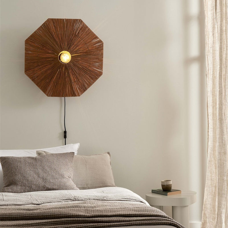 Dimensions Applique murale Panama raphia brun 65 cm E27
