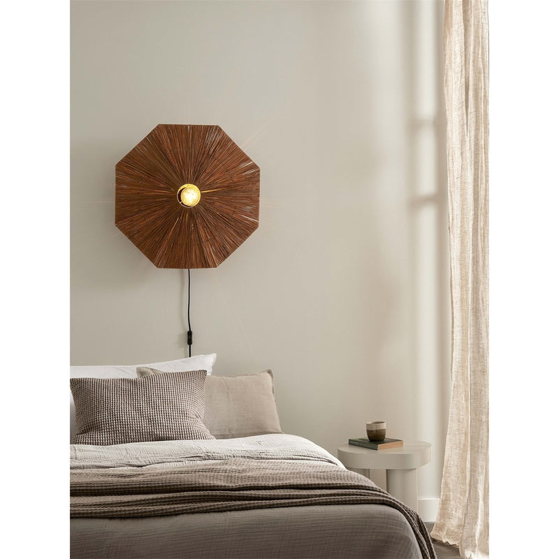 Dimensions Aplique de pared Panama rafia marrón 65 cm E27