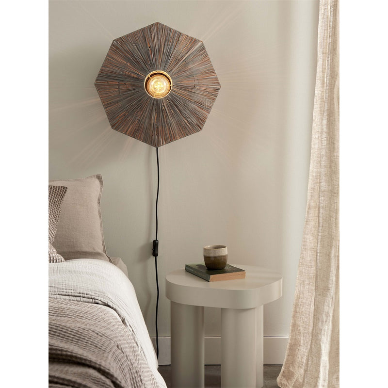 Dimensions Aplique de pared Panama rafia gris oscuro 45 cm E27