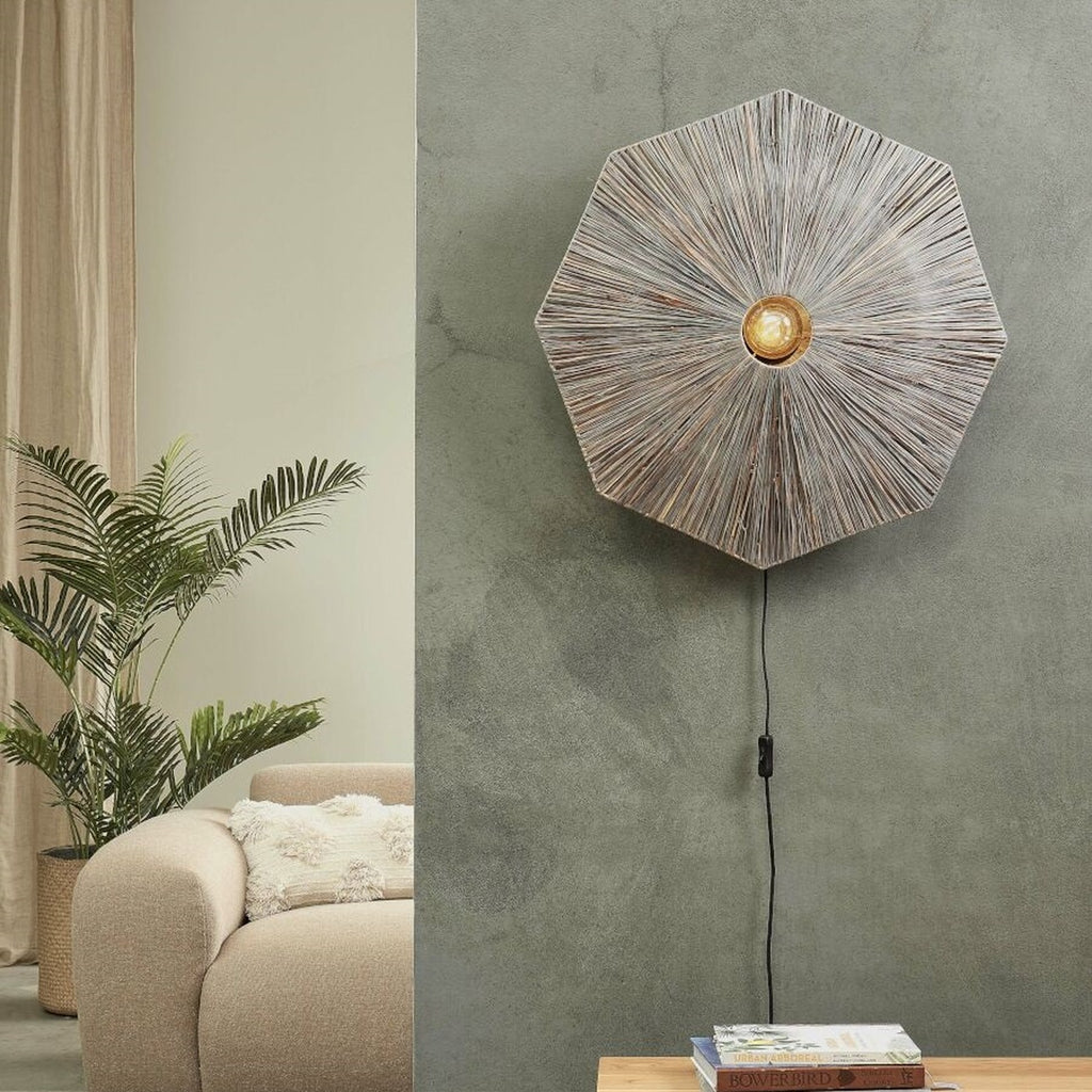 Applique murale Panama raphia gris foncé 65 cm E27, vue 2