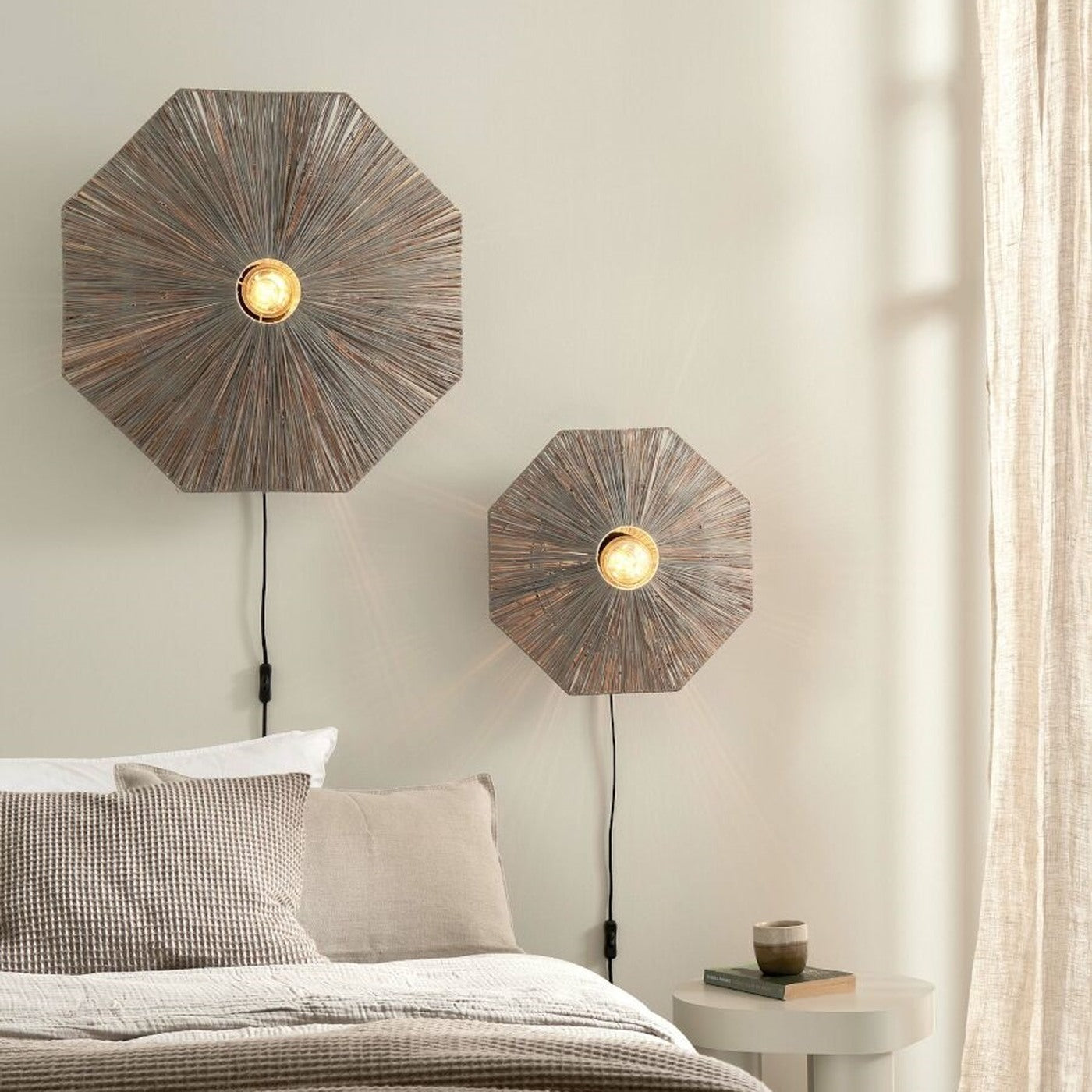 Applique murale Panama raphia gris foncé 65 cm E27, vue 3