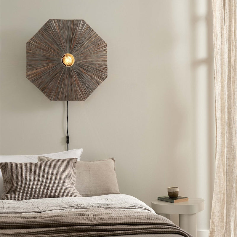 Dimensions Applique murale Panama raphia gris foncé 65 cm E27