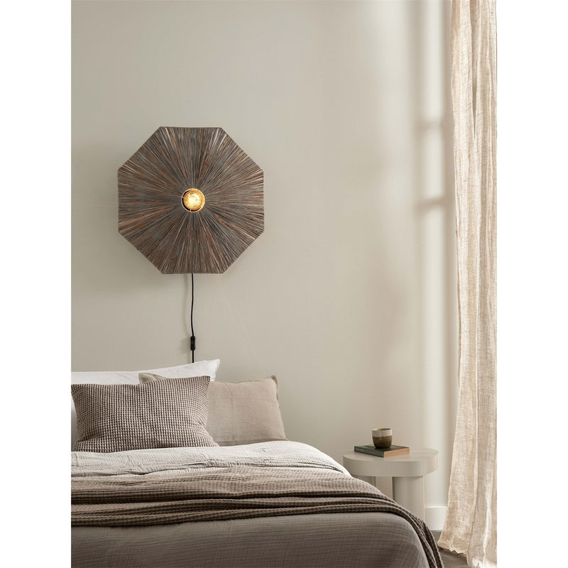 Dimensions Aplique de pared Panama rafia gris oscuro 65 cm E27