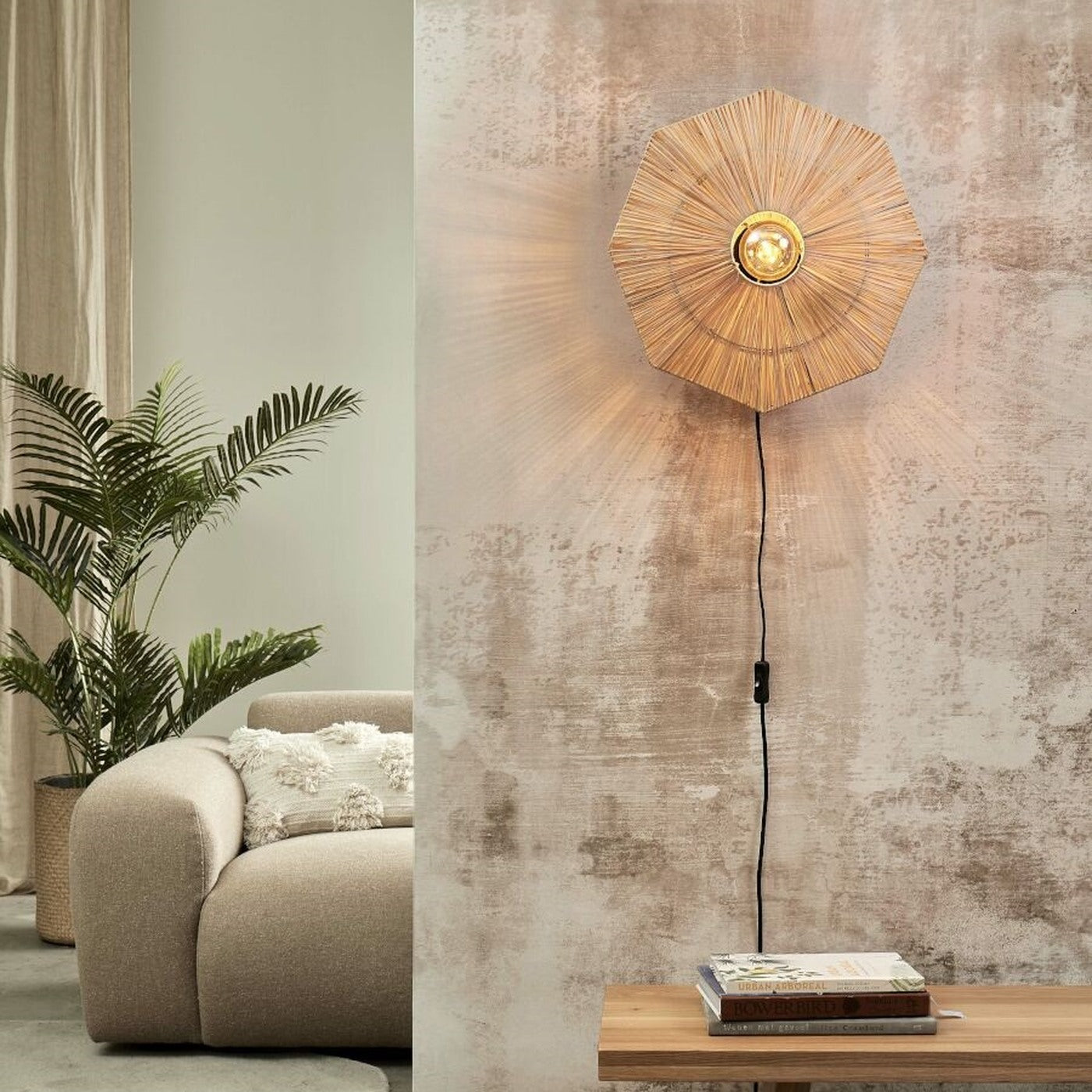 Applique murale Panama raphia naturel 45 cm E27, vue 2