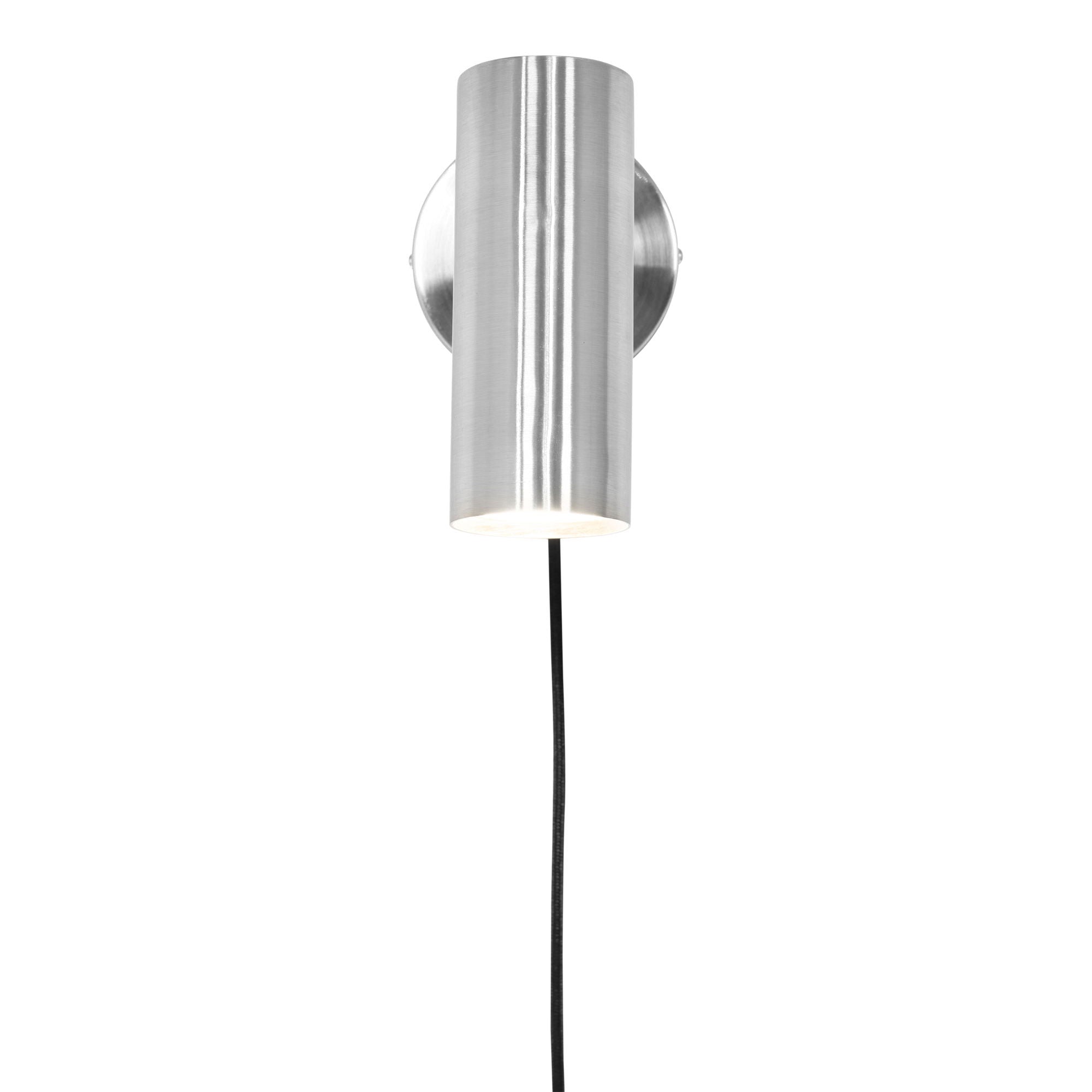 Applique spot GU10 allumée vue de face acier brossé argenté