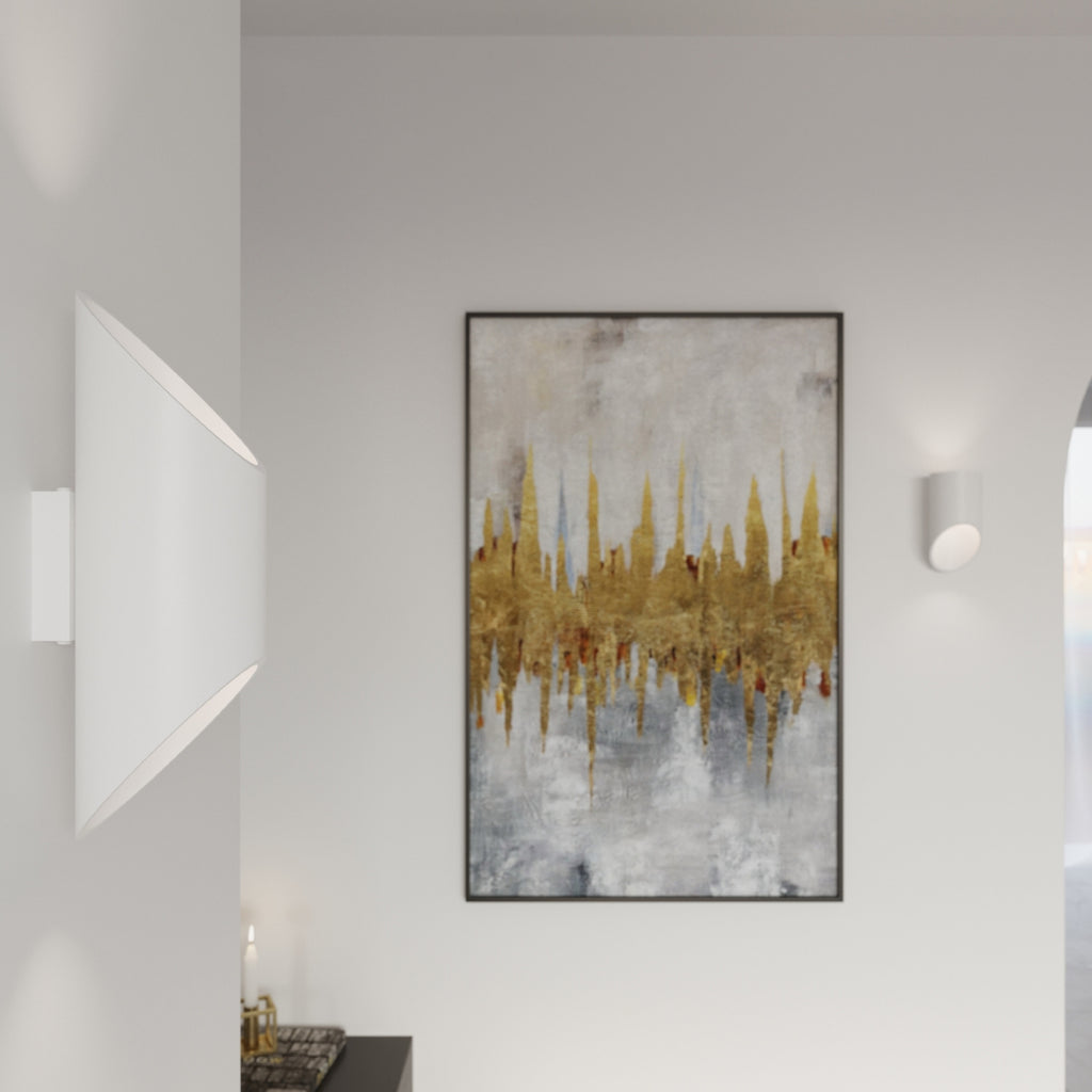 Applique murale Penne 20 aluminium blanc allumée, faisceau vers le bas
