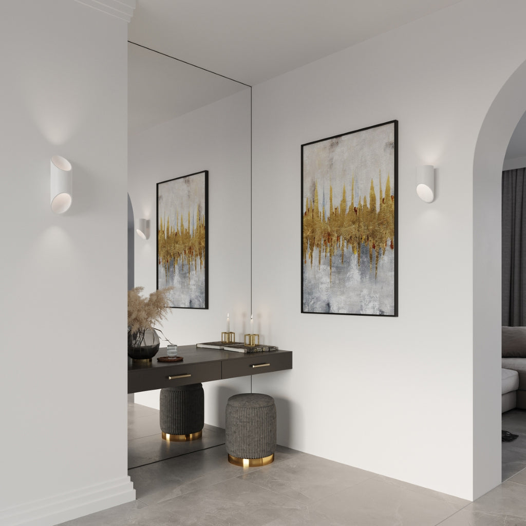 Applique murale Penne 30 aluminium blanc au mur, lumière vers le haut et le bas