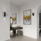 Applique murale Penne 30 aluminium noir au mur, lumière vers le haut et le bas