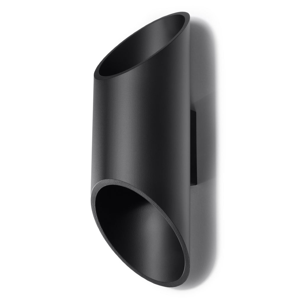 Applique murale Penne 30 en aluminium noir, tube ouvert aux deux extrémités