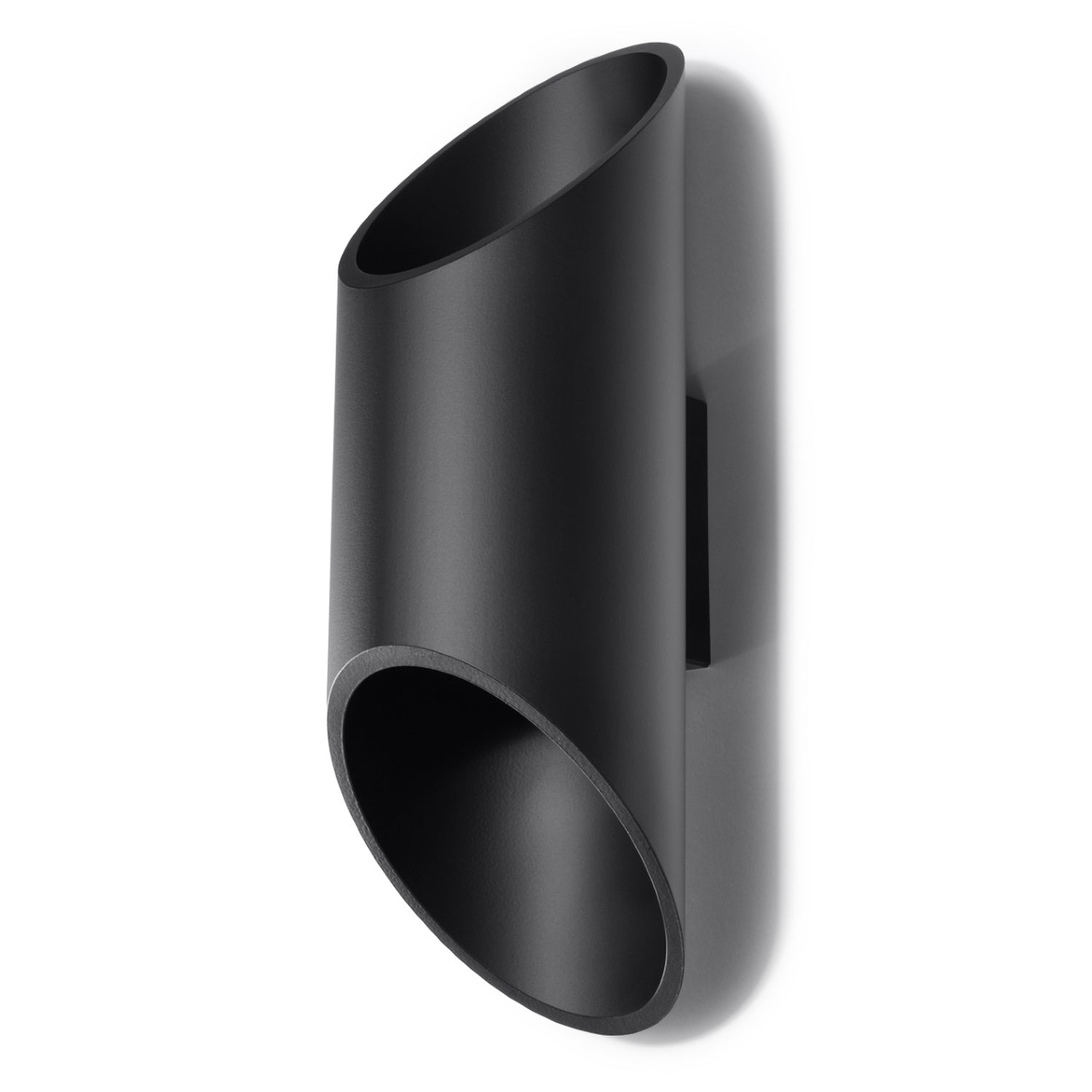 Applique murale Penne 30 en aluminium noir, tube ouvert aux deux extrémités