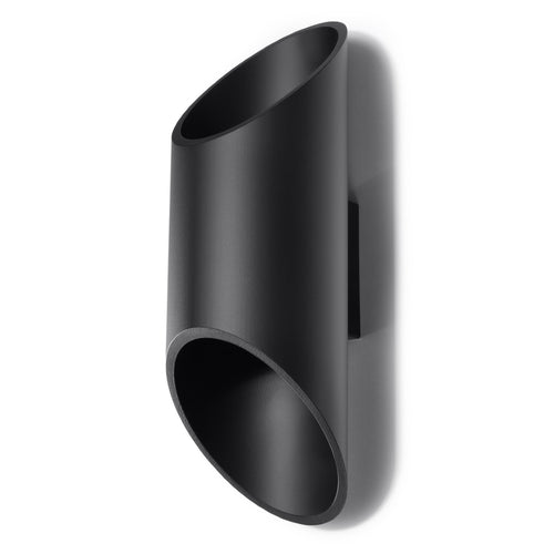 Applique murale Penne 30 en aluminium noir, tube ouvert aux deux extrémités