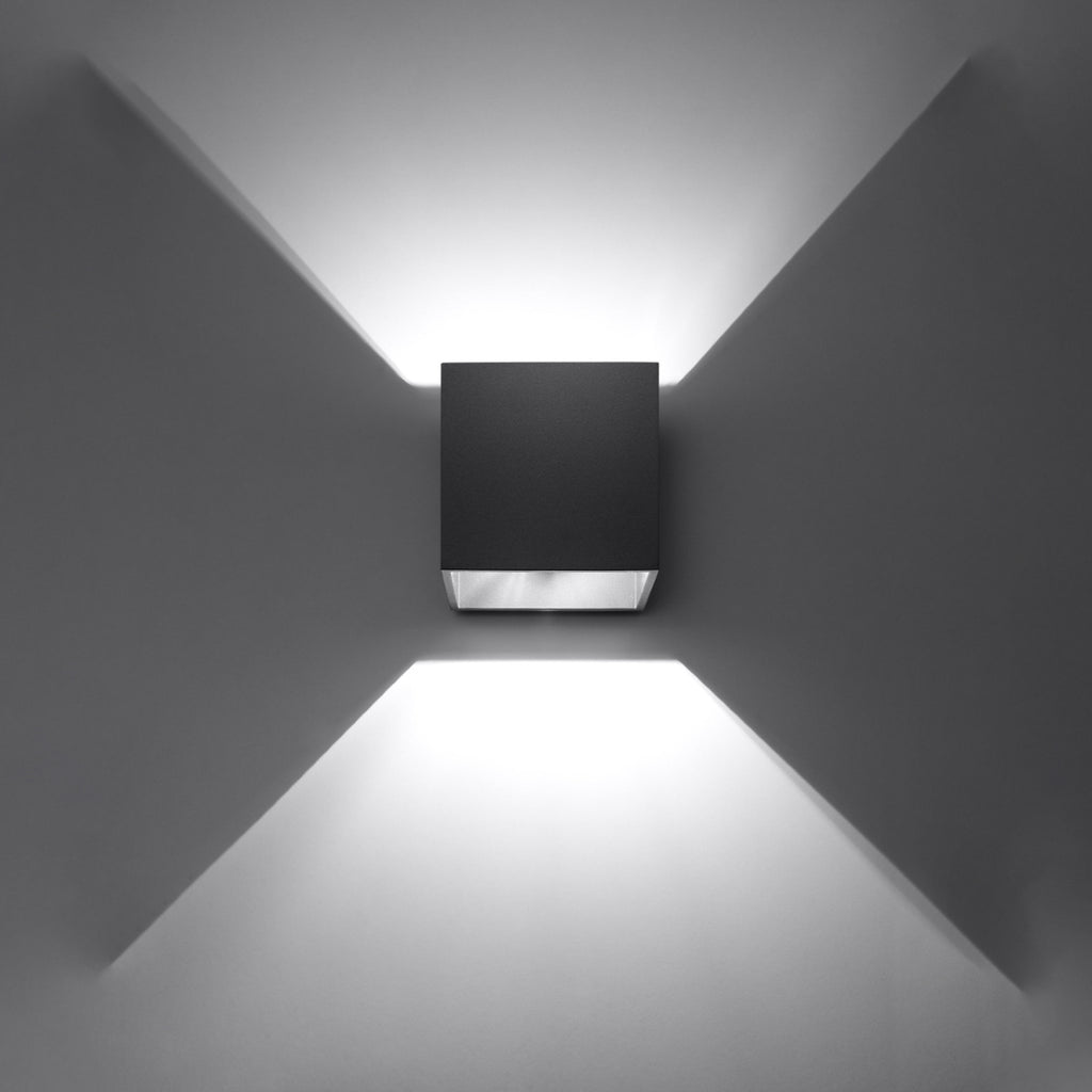 Applique murale Quad 1 aluminium noir vue de profil
