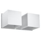 Applique murale Quad 2 en aluminium blanc, deux cubes, applique double G9