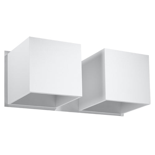 Applique murale Quad 2 en aluminium blanc, deux cubes, applique double G9
