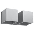 Applique murale Quad 2 en aluminium gris, deux cubes, applique double G9