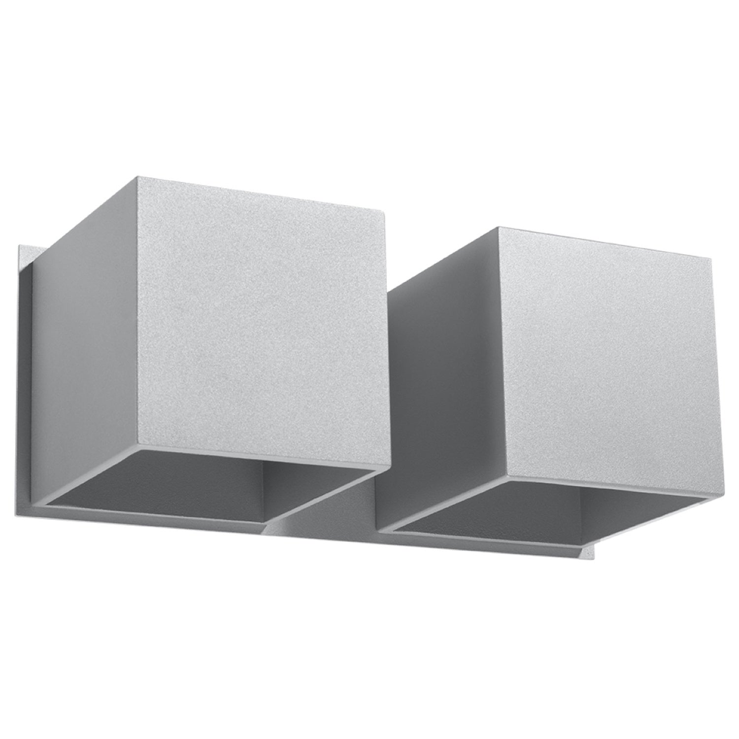 Applique murale Quad 2 en aluminium gris, deux cubes, applique double G9