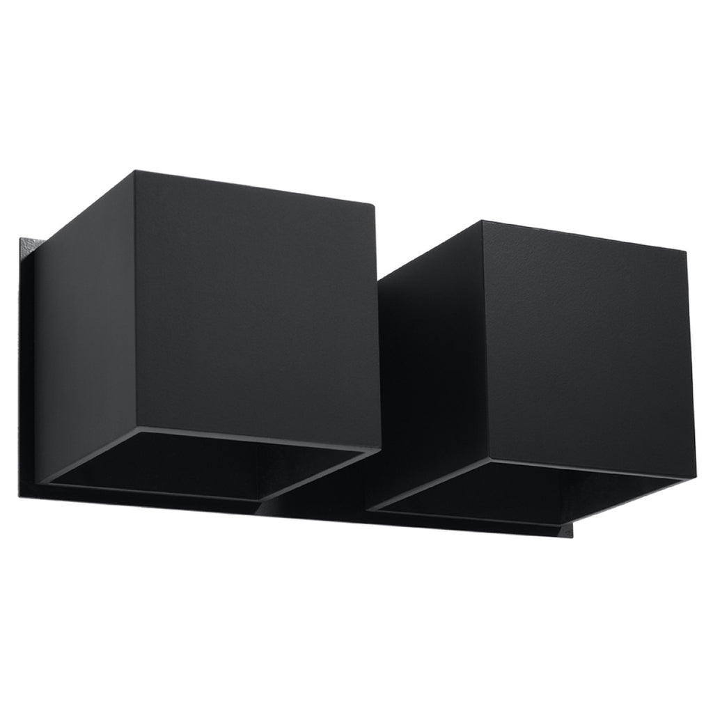 Applique murale Quad 2 en aluminium noir, deux cubes, applique double G9