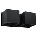Applique murale Quad 2 en aluminium noir, deux cubes, applique double G9
