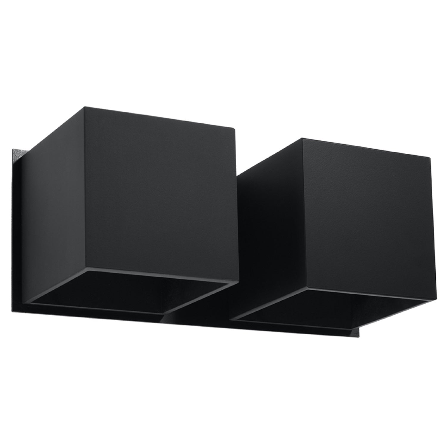 Applique murale Quad 2 en aluminium noir, deux cubes, applique double G9