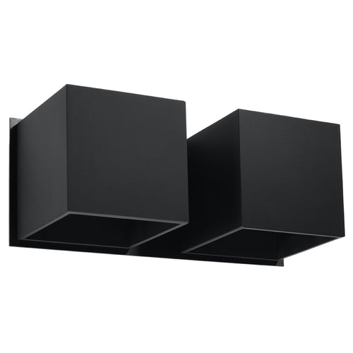 Applique murale Quad 2 en aluminium noir, deux cubes, applique double G9