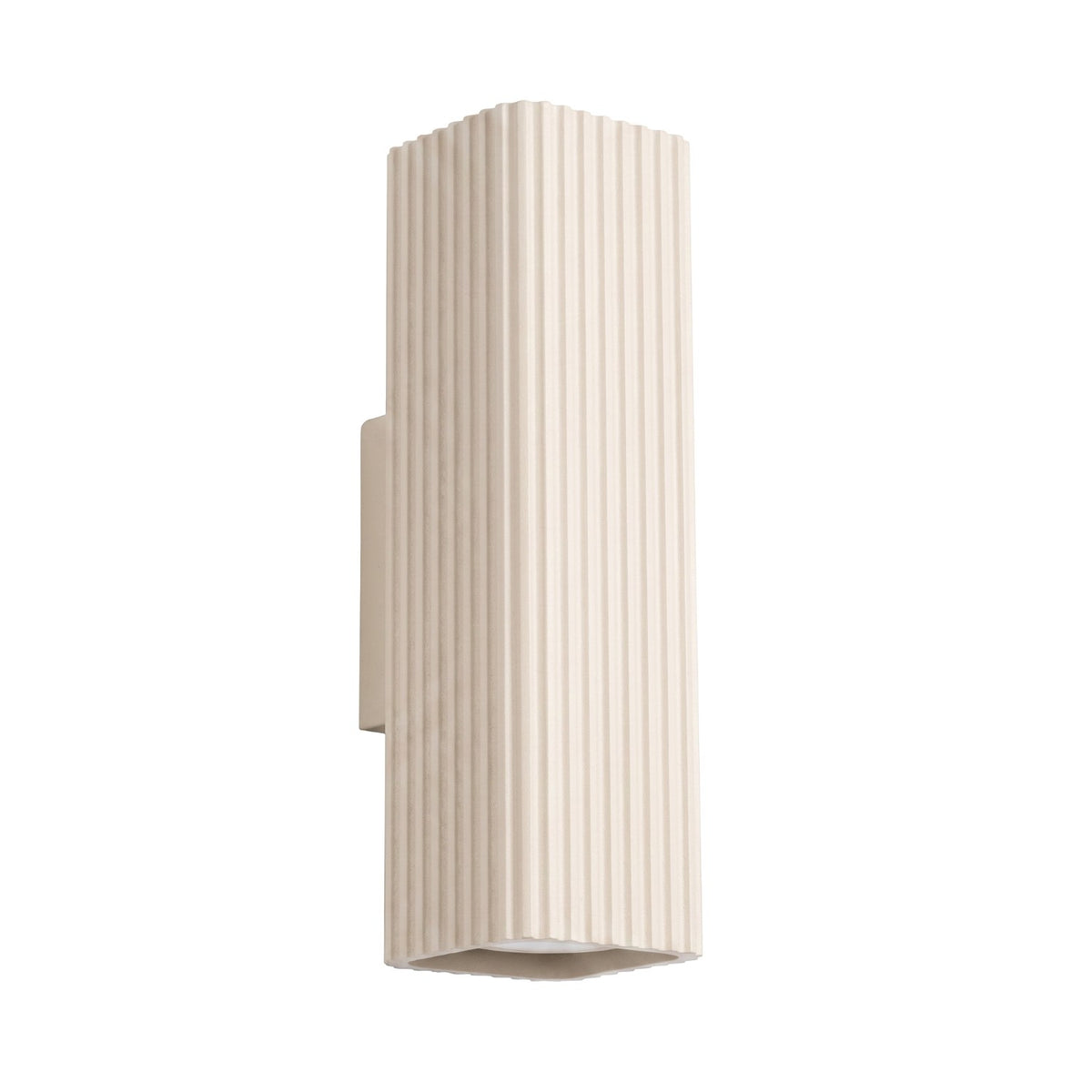 Applique murale Rayo 20 laque beige cannelée vue de trois quarts sur fond blanc