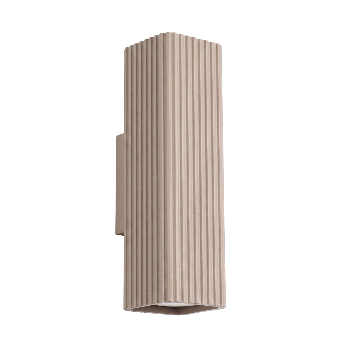 Applique murale Rayo 20 laque taupe cannelée vue de trois quarts sur fond blanc