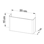 Schéma coté de l'applique murale Copertura largeur 25 cm hauteur 15 cm saillie 7 cm