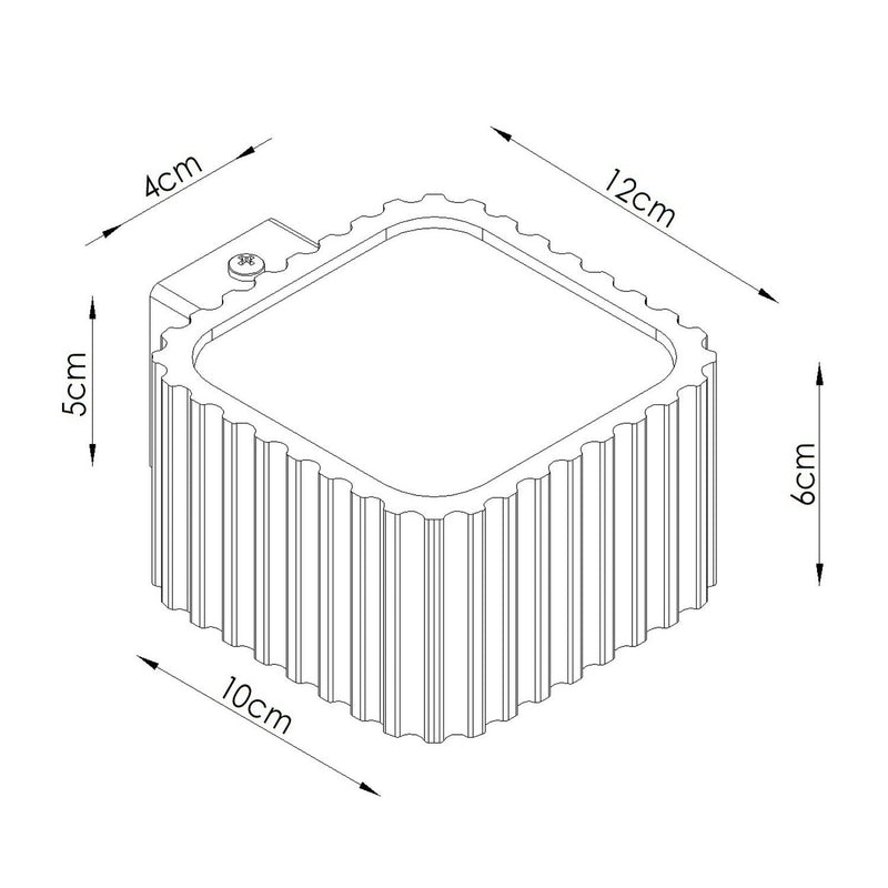Dimensions Applique murale Riff nervurée aluminium GX53