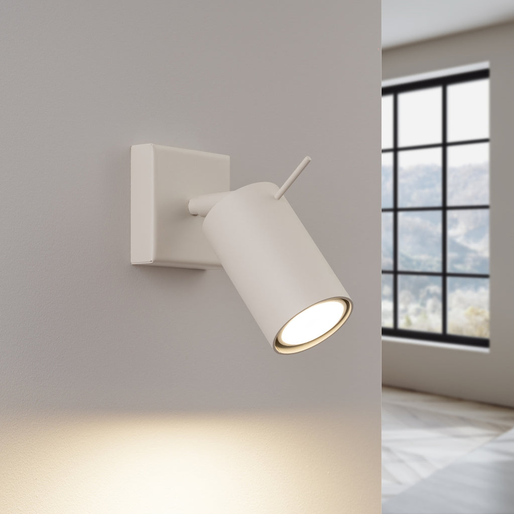 Applique murale Ring acier beige GU10 allumé