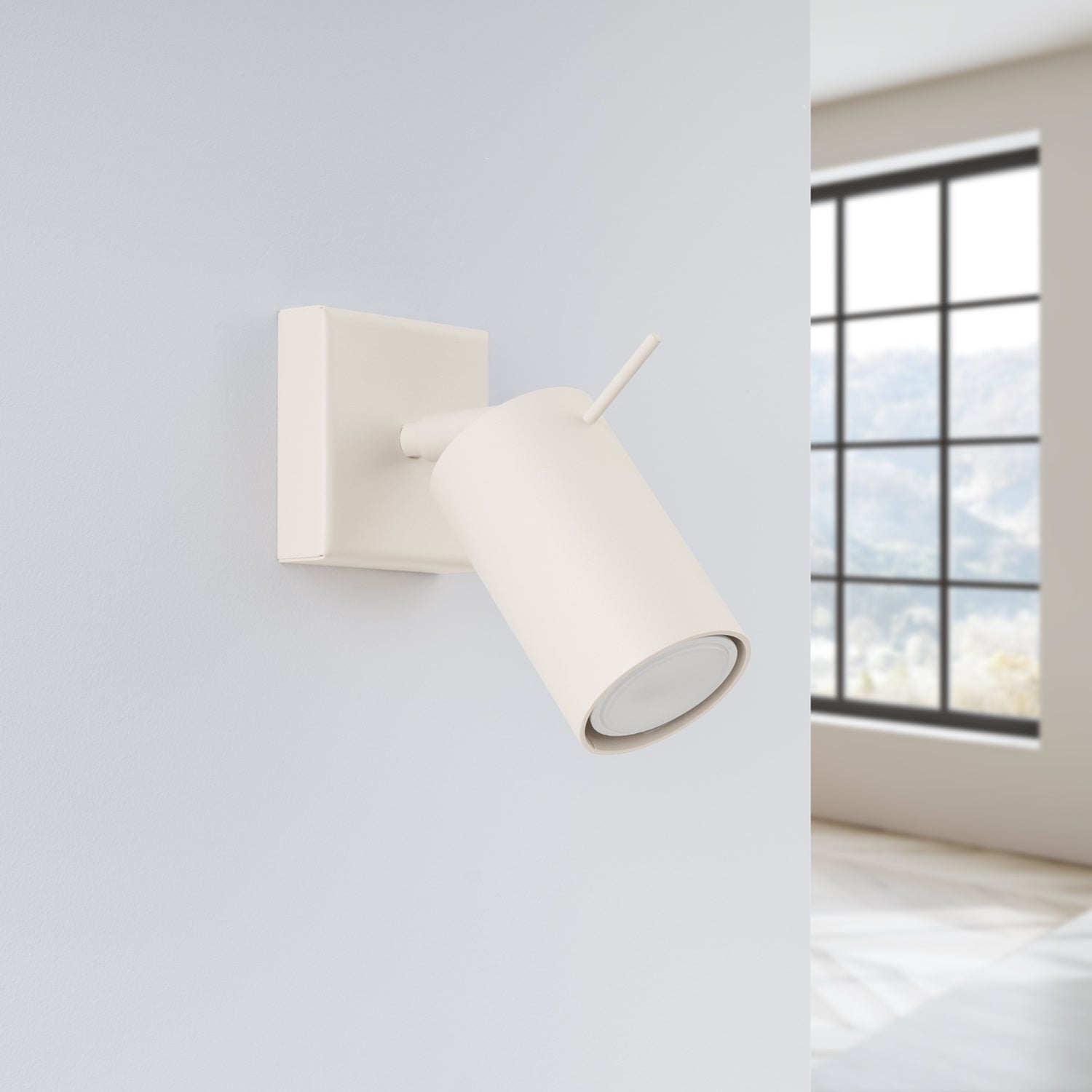 Applique murale Ring acier beige GU10 de profil