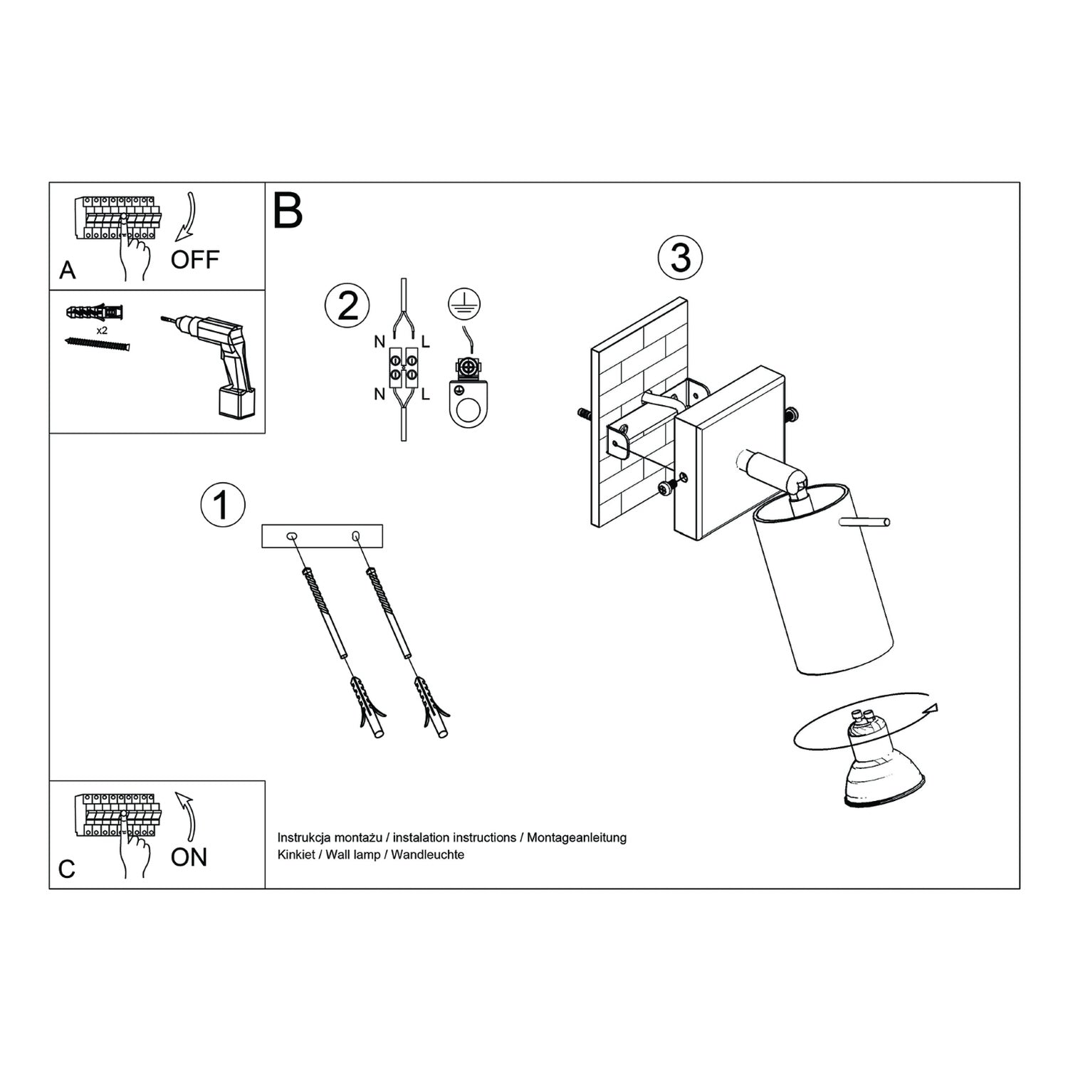 Notice de montage : Applique murale Ring acier beige GU10