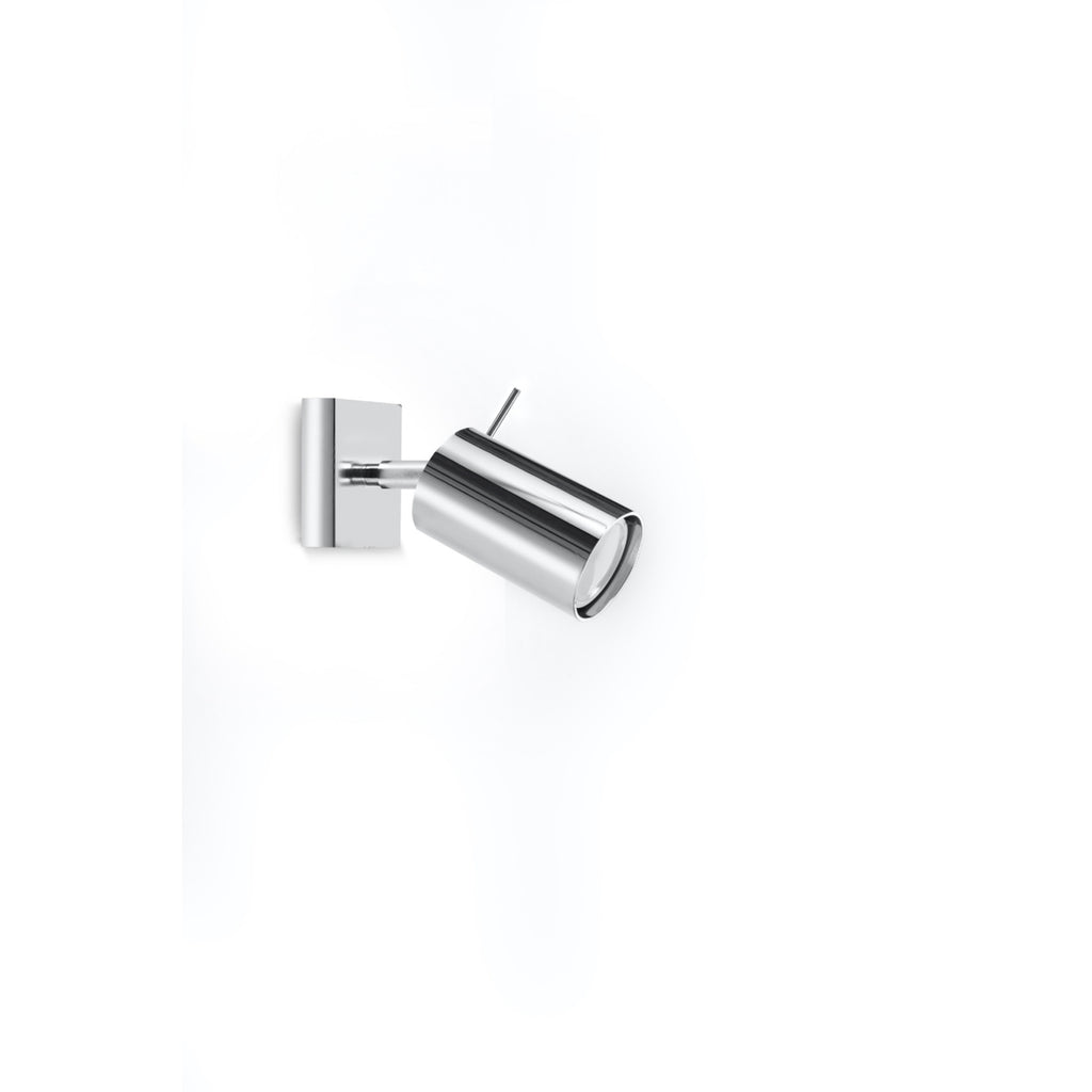 Applique murale Ring en acier chromé, spot tube orientable, vue de profil