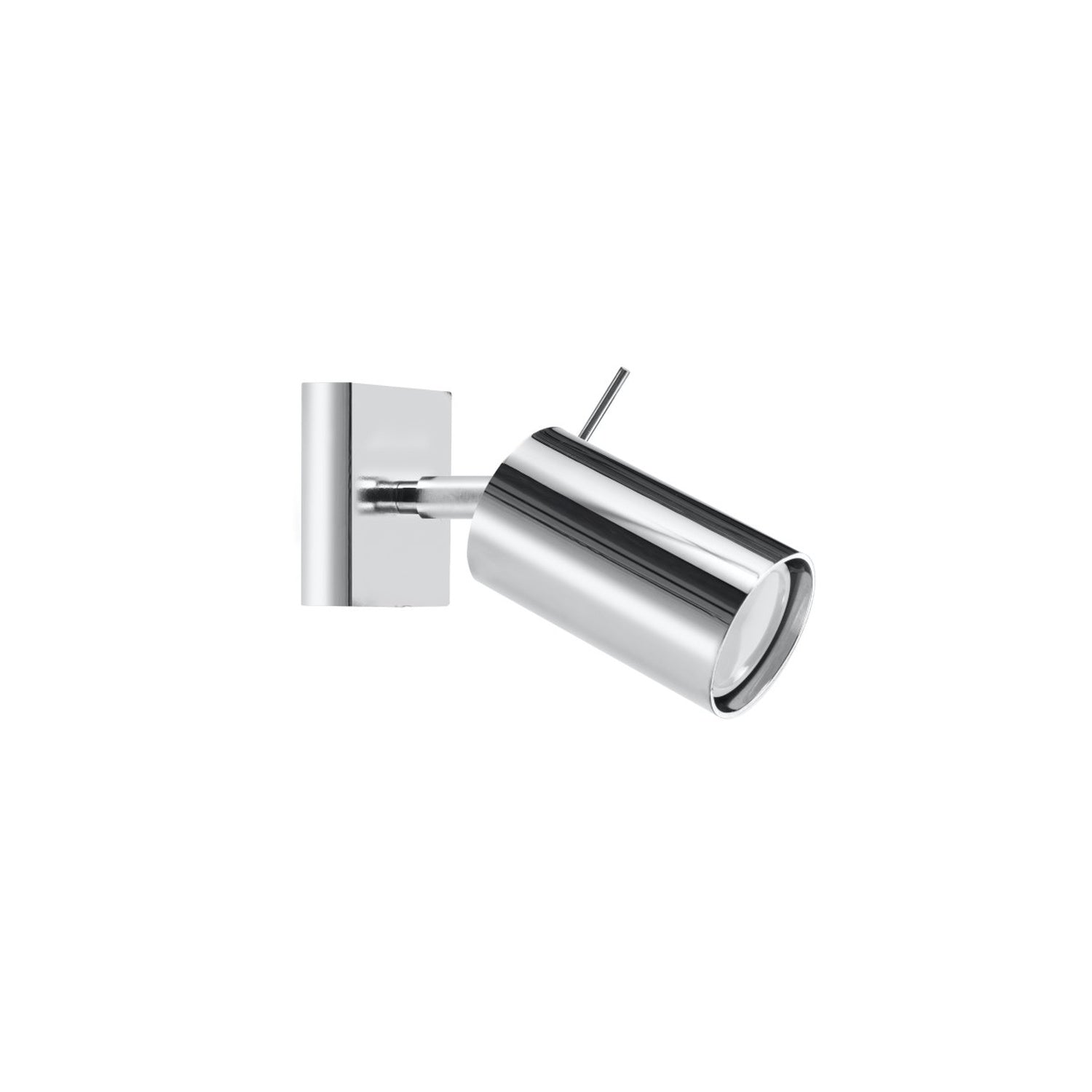 Applique murale Ring en acier chromé, spot tube orientable, vue de face