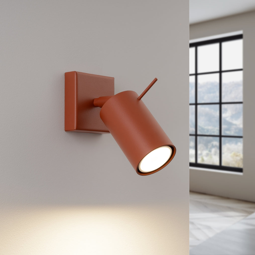 Applique murale Ring acier rouge ocre GU10 allumé