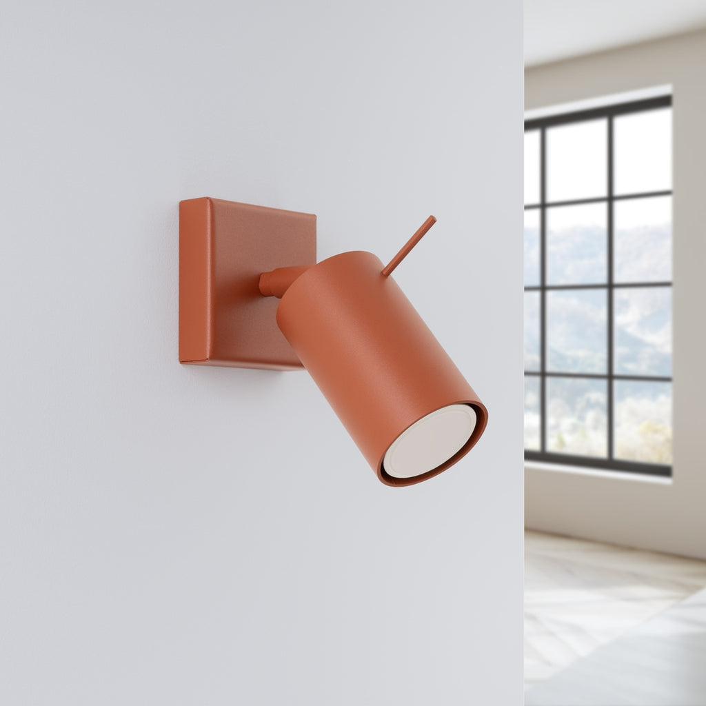 Applique murale Ring acier rouge ocre GU10 de profil