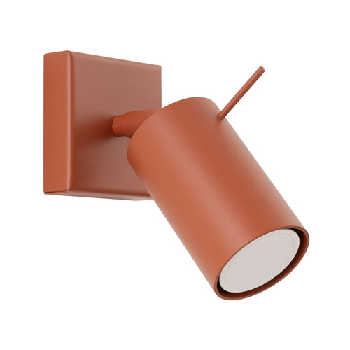 Applique murale Ring acier rouge ocre GU10, spot cylindrique orientable en acier laqué