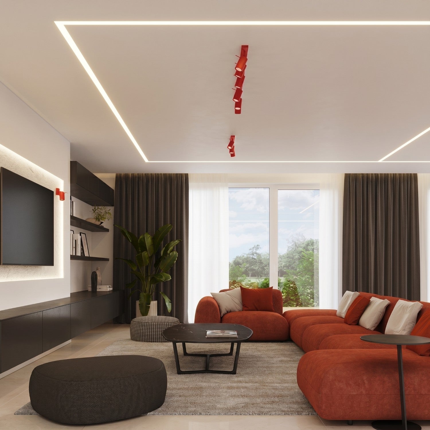 Applique murale Ring acier rouge GU10, vue 13