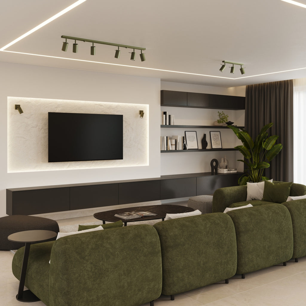 Applique murale Ring acier vert olive GU10, ambiance chaleureuse