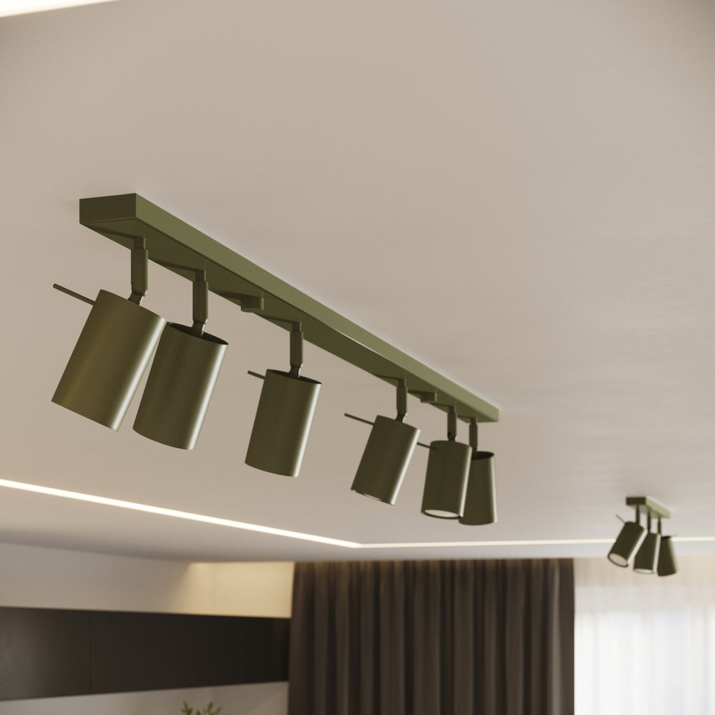 Applique murale Ring acier vert olive GU10 en situation dans un intérieur