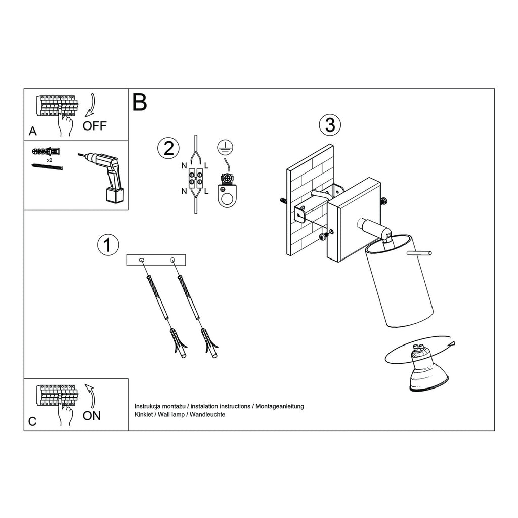 Notice de montage : Applique murale Ring acier vert olive GU10