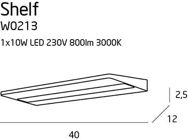 Dimensions Applique murale Shelf blanche