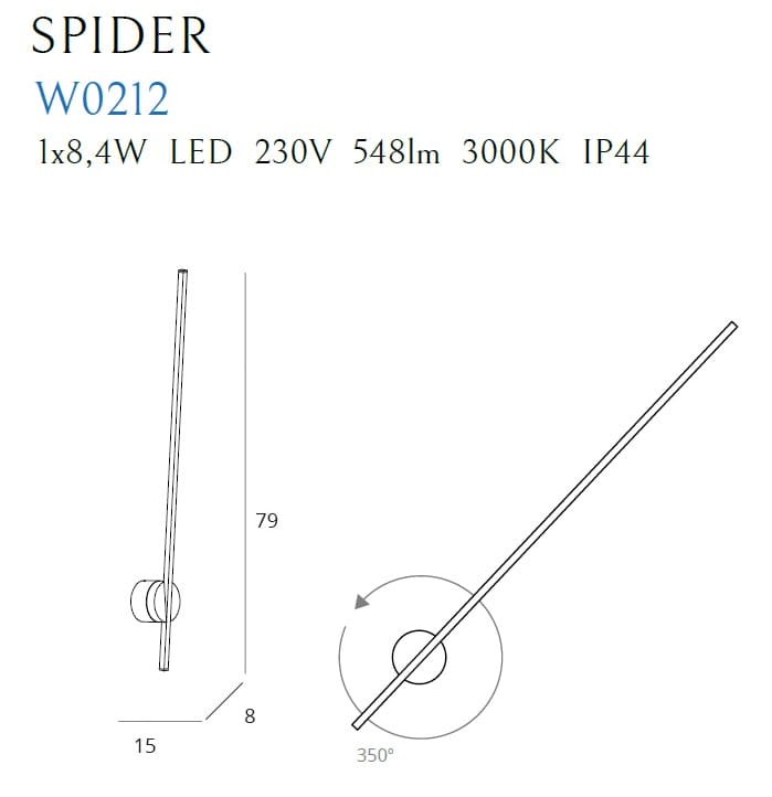 Dimensions Applique murale Spider blanche