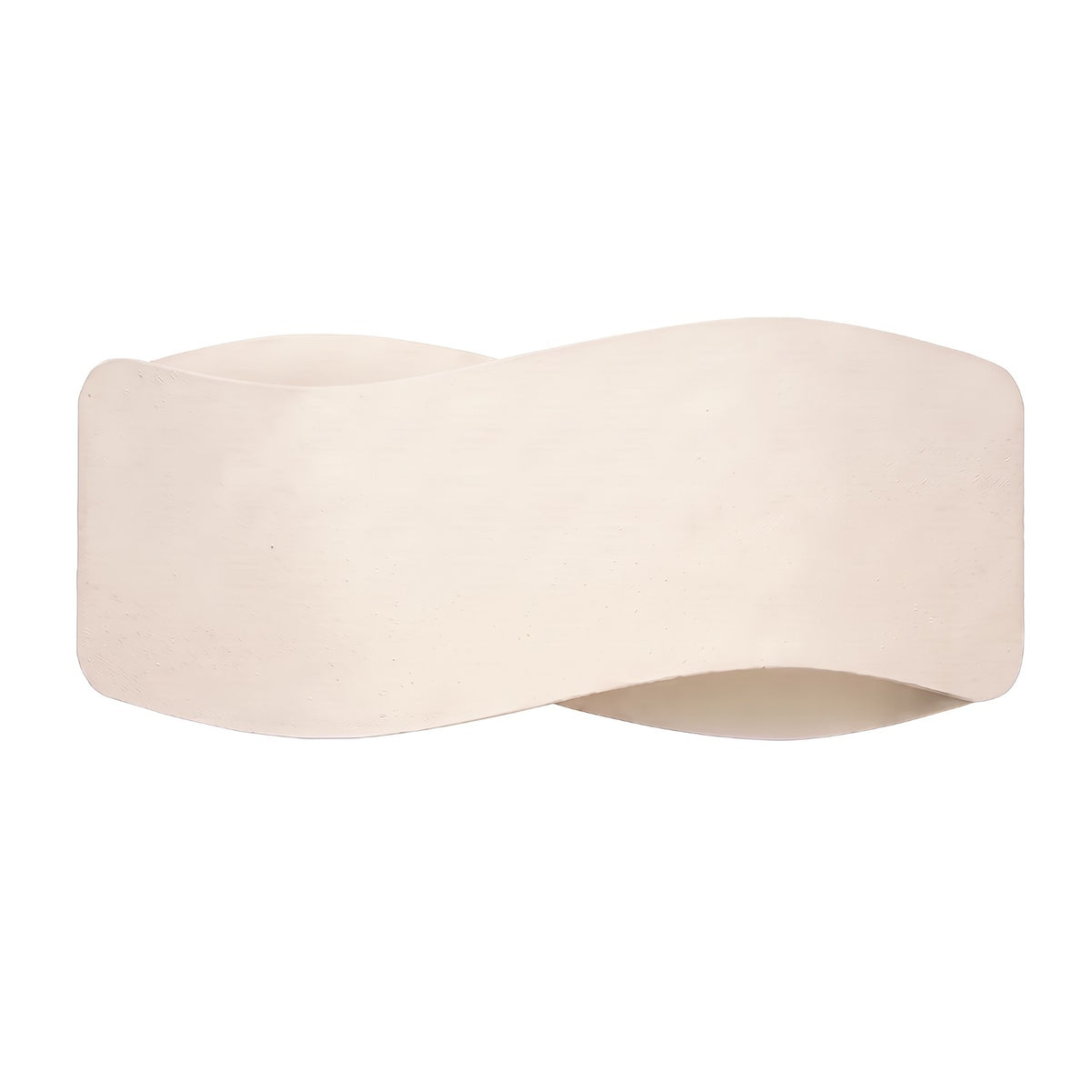 Applique murale Tila 30 laque beige vue de face sur fond uni avec son ruban d'acier ondulé ouvert en haut et en bas