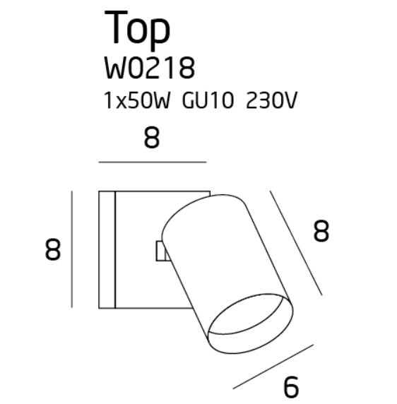Dimensions Applique murale Top I blanche GU10