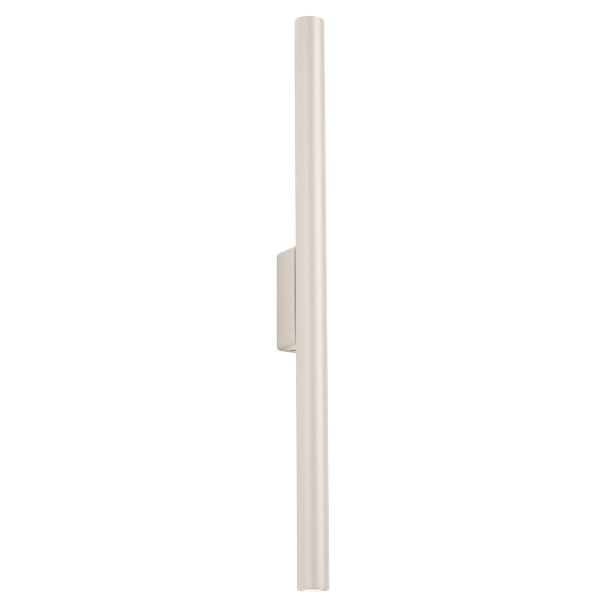 Applique murale tube Pastelo en laque beige avec sa platine à mi-hauteur sur fond blanc