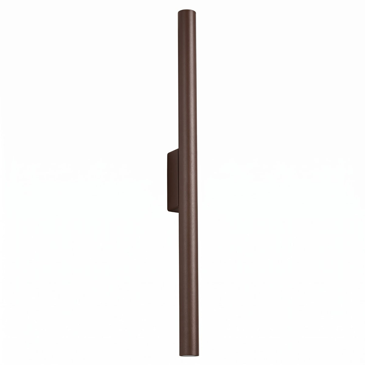 Applique murale tube Pastelo en laque brune avec sa platine à mi-hauteur sur fond blanc