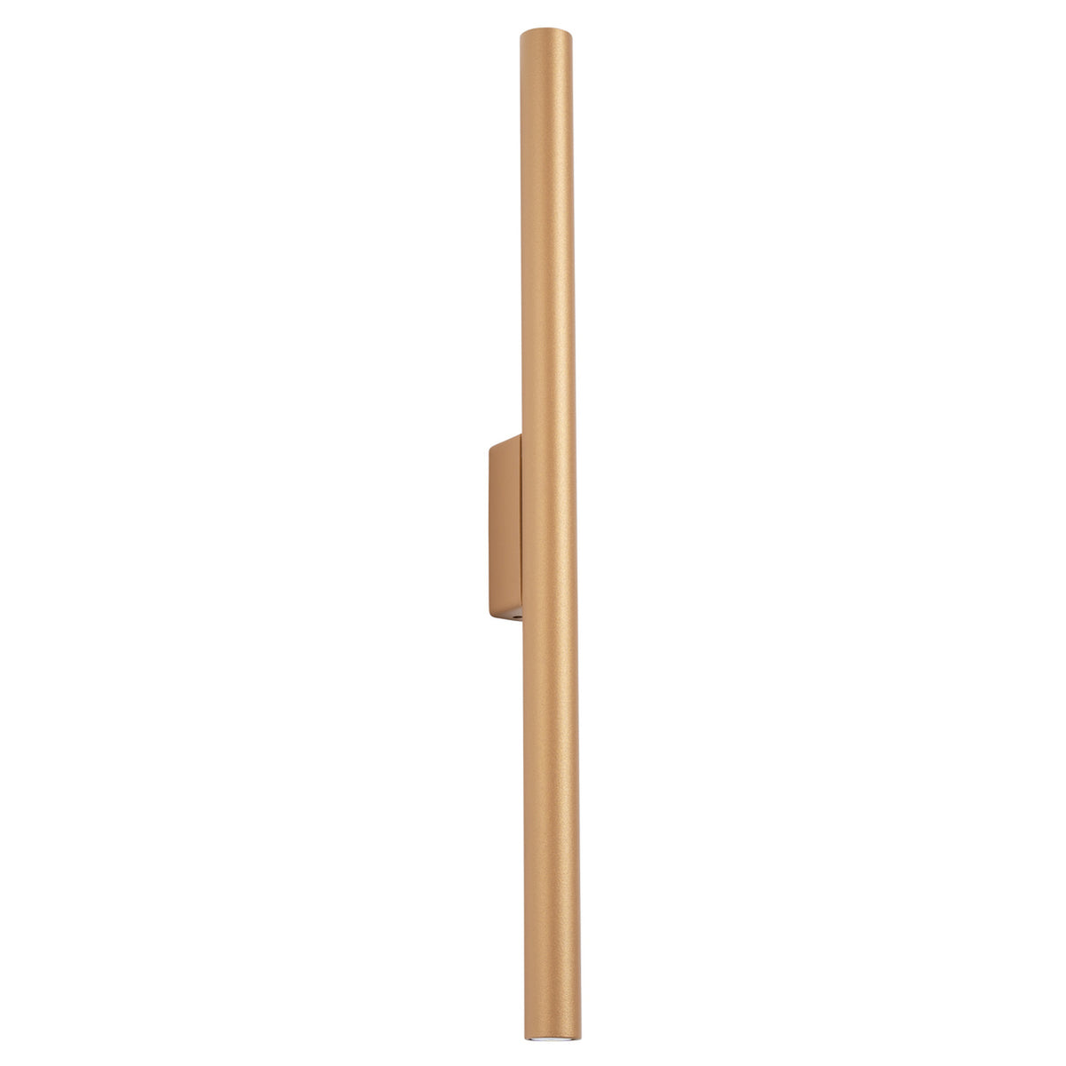 Applique murale tube Pastelo en laque dorée avec sa platine à mi-hauteur sur fond blanc