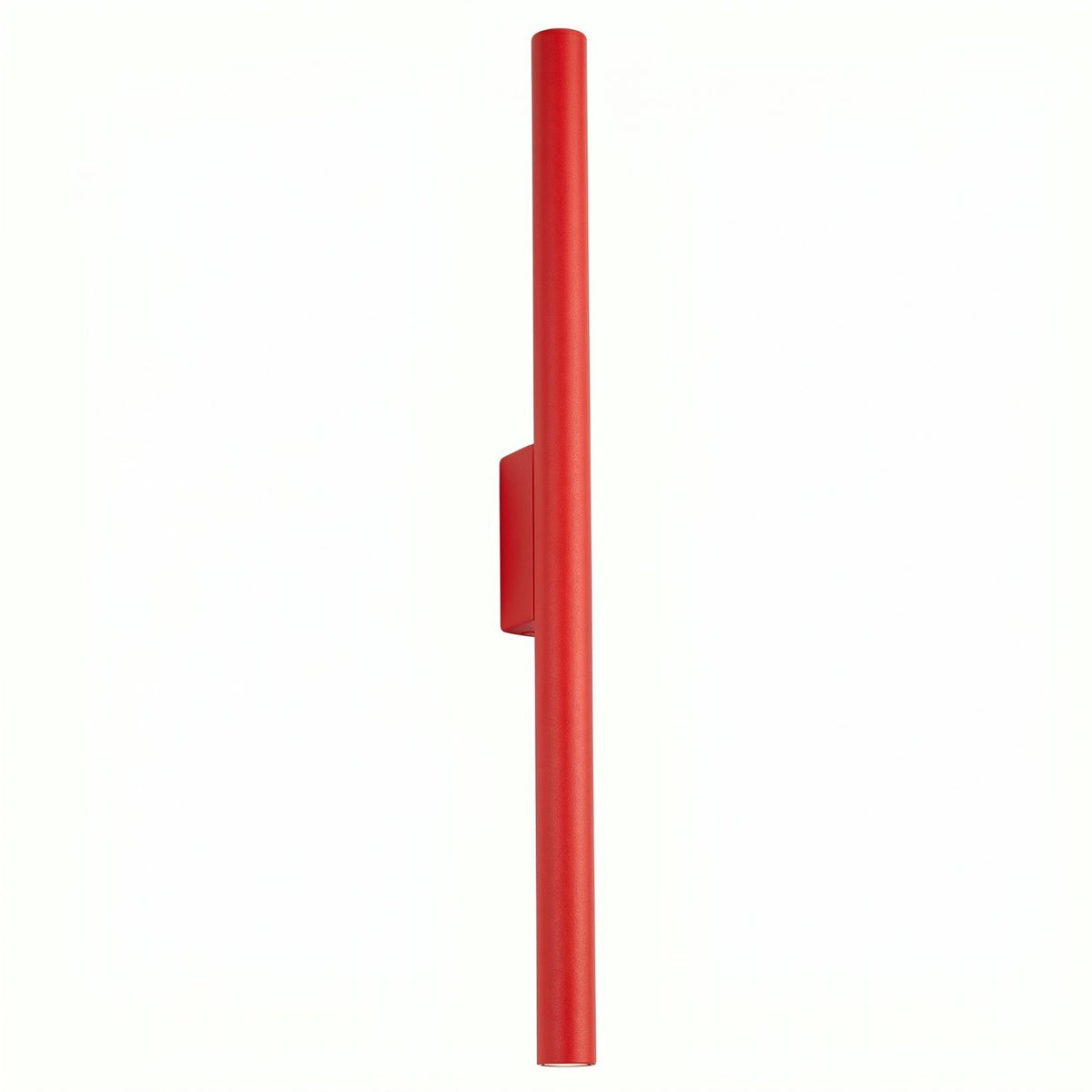 Applique murale tube Pastelo en laque rouge avec sa platine à mi-hauteur sur fond blanc
