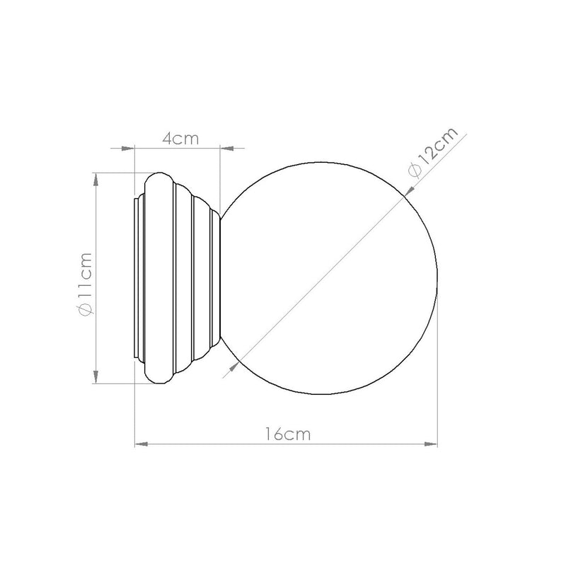 Dimensions Applique murale Zori boule opale G9